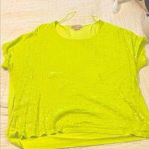 Michael Kors Neon Yellow Sequin Blouse